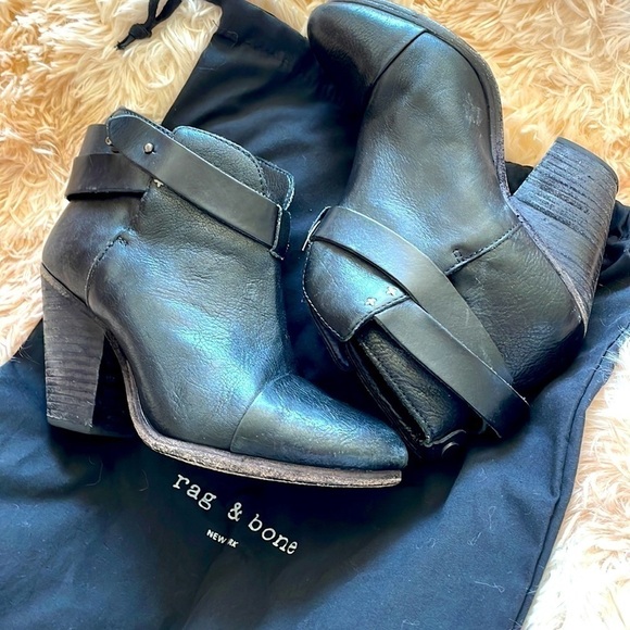 Rag & Bone | HARROW Leather Ankle Boho Boots Booties | Black | Size 36 | 5.5 US - Picture 2 of 13
